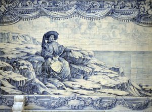 Navigatøren Henry, sitter og ser på havet - Azulejo fra omgivelsene til Lisboa (Sintra).