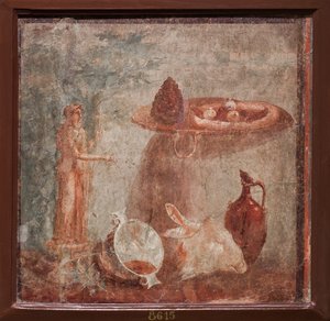 Statue av Dionysos, geitehode og frukt, Herculaneum