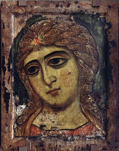 Archange Gabriel - Erkeengelen Gabriel (Engelen med gullhår) - Russisk ikon - ca 1200 - Tempera på panel - 49x38,5 - Statens russiske museum, St. Petersburg