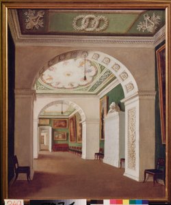 Sett med rom i Stroganov-palasset i St. Petersburg. Maleri av en russisk mester, olje på lerret, ca 1840. Russisk kunst av School Russian