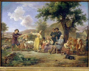 Bondefestivaler. Anonymt maleri, olje på lerret, andre halvdel av 1700-tallet. Russisk kunst fra 1700-tallet. Statens Tretyakov-galleri, Moskva. av School Russian