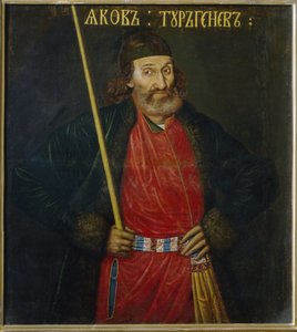 Portrett av Jacob Turgenev (Portrett av Jakov Turgenev). Knyttet til hoffet til Pierre I Le Grand (1672-1725). Anonymt maleri, olje på lerret, før 1695. Russisk kunst av School Russian