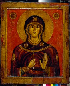 Saint Juliana of Nicomedia (tidlig 4. århundre) (Saint Juliana) - Ikon for Novgorod-tradisjonen (Russland), tempera på tre, tidlig på 1200-tallet - Tretyakov-statens galleri, Moskva av School Russian
