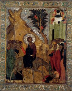 The Enrollment of Christ in Jerusalem Russisk ikon av 1560. Moskva, Kreml-museene. av School Russian