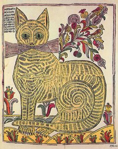 Katten av Kazan, folkebok satirisk illustrasjon (lubok), ca. 1710 (gravering, akvarell)