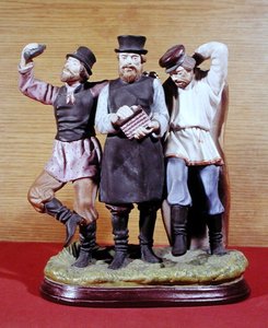 Tre fulle Moujiks, laget av Gardner-fabrikken, Moskva, ca. 1860-70 (porselen) av School Russian