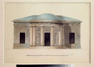 En konsertsal. Arbeid av en russisk mester, akvarell på papir, ca. 1826. Statens friluftsmuseum Tsarkoye Selo, St. Petersburg. av School Russian
