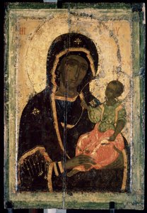 ""Virgin Hodegetria (Hodigitria)"" Russisk ikon. Maling på tre. ca 1360. Statens Tretjakovgalleri, Moskva av School Russian