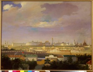 Utsikt over Moskva Kreml fra Mars-plassen (Bolotnaya). Anonymt maleri, olje på lerret, midten av 1800-tallet. Russisk kunst, nyklassisisme. Statens historiske museum, Moskva. av School Russian