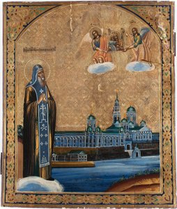 helgen Nil de Stolbensk (mort en 1554) - Saint Nilus of Lake Seliger - russisk ikon av School Russian
