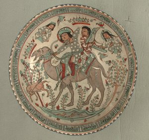 Skål med en jaktscene fra historien om Bahram Gur og Azadeh