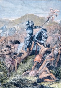 Hernan Cortes i slaget ved Otumba, Mexico