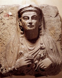 Østlig antikvitet: gravbyste av Saba. Fra Palmyra. 2.-3. århundre. Paris, Louvre-museet
