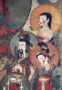 Tibetansk kultur: Tejaprabha Buddha omgitt av planetguder. Tempera på silke, størrelse: 104x67, tidlig på 1100-tallet, State Hermitage, St. Petersburg av School Tibetan