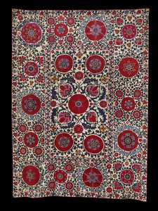 Shakhrisyabz Suzani, ca. 1800 (silkebroderi på bomullsunderlag) av School Uzbek