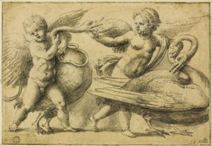 Putti leker med svaner