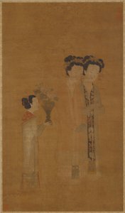 Hofdamer og betjenter, Ming-dynastiet, 1500-tallet. av School of Tang Yin