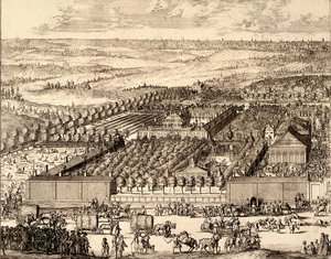 Det tyske kvarteret Nemetskaya sloboda i Moskvas venstre del, 1705 av Schoonebeek