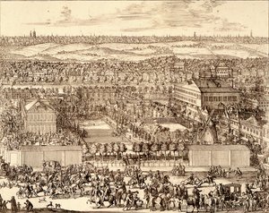 Det tyske kvarteret Nemetskaya sloboda i Moskvas høyre del, 1705 av Schoonebeek