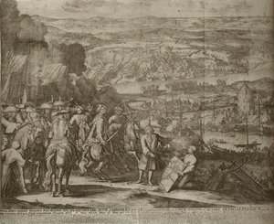 Beleiring av den tyrkiske festningen Azov av russiske styrker i 1696, um 1700 av Schoonebeek