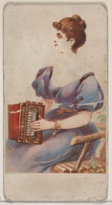 Trekkspill, fra Musical Instruments-serien N82 for Duke-sigaretter, 1888., 1888. av Schumacher and Ettlinger