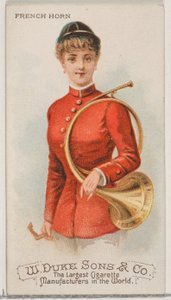 Fransk horn, fra Musical Instruments-serien N82 for Duke-sigaretter, 1888., 1888. av Schumacher and Ettlinger
