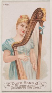 Harpe, fra Musical Instruments-serien N82 for Duke-sigaretter, 1888., 1888. av Schumacher and Ettlinger