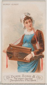 Hurdy Gurdy, fra Musical Instruments-serien N82 for Duke-sigaretter, 1888., 1888. av Schumacher and Ettlinger