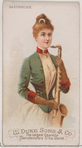 Saksofon, fra Musical Instruments-serien N82 for Duke-sigaretter, 1888., 1888. av Schumacher and Ettlinger