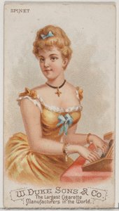 Spinet, fra Musical Instruments-serien N82 for Duke-sigaretter, 1888., 1888. av Schumacher and Ettlinger