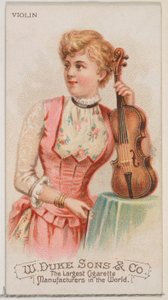 Fiolin, fra Musical Instruments-serien N82 for Duke-sigaretter, 1888., 1888. av Schumacher and Ettlinger