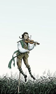 Barokkfiolinfugleskremsel, 2006 (skrapebrett, digitalt fargelagt) av Scott McKowen