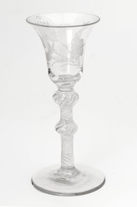 Gravert Jacobite airtwist drikkeglass, ca. 1760 (glass)