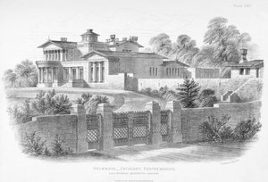 Utvendig utsikt over Holmwood, Glasgow (gravering) av Scottish School