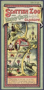 Reklamebrosjyre for Scottish Zoo and Variety Circus, ca. 1890 av Scottish School
