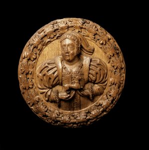 Roundel, antatt å representere Margaret Tudor, fra taket på Kings Presence Chamber i Stirling Castle, 1540 (eik)