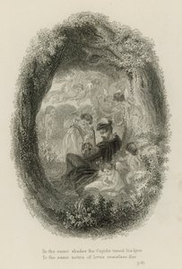 Scene fra Windsor Forest, av Alexander Pope (gravering) av Scottish School