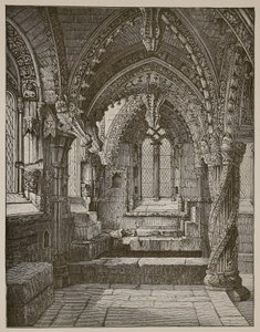Sør-øst hjørne av Lady Chapel, Rosslyn (sepia-bilde) av Scottish School