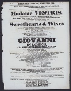 Teaterprogram for Theatre Royal, Edinburgh, 6. oktober 1829 (litho) av Scottish School