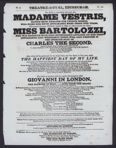 Teaterprogram for Theatre Royal, Edinburgh, 9. oktober 1829 (litho) av Scottish School
