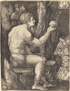 Adam Sittende av Sebald Beham