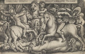 Hercules Fighting Against the Trojans, fra The Labours of Hercules, 1545.