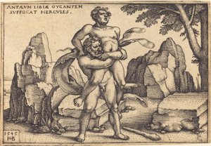 Hercules dreper Anthaeus av Sebald Beham