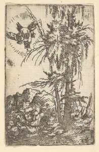 Joachim mottar løftet om Jomfruens fødsel, 1520. av Sebald Beham