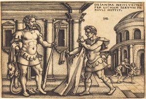 Lycus bringer Nessus-plagget til Hercules av Sebald Beham