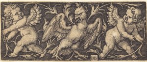 Ornament med Eagle og Two Genii av Sebald Beham
