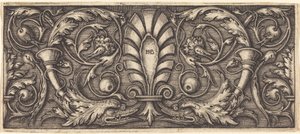 Ornament med to groteske delfiner av Sebald Beham