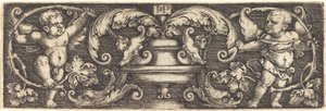 Ornament med en vase mellom to Genii av Sebald Beham
