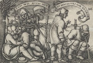 Bønder bak hekken, fra Bondefesten eller de tolv månedene, 1546-47. av Sebald Beham