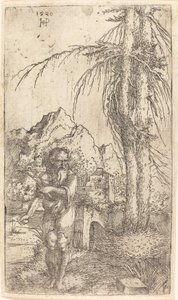 Saint Hieronymus i et landskap av Sebald Beham